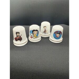 Vintage Set of 4 Ceramic Betty Boop Thimbles 1998 King Features Syndicate Inc.